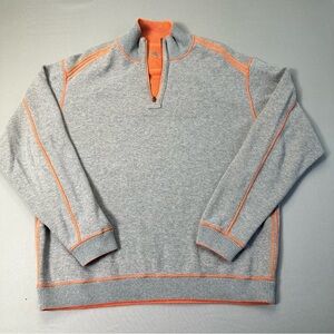 Tommy Bahama Gray and Orange Zip-Up Sweater